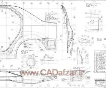 نقشه های دو بعدی صنعتی 4 ستون آخر (C pillar /End pillar)